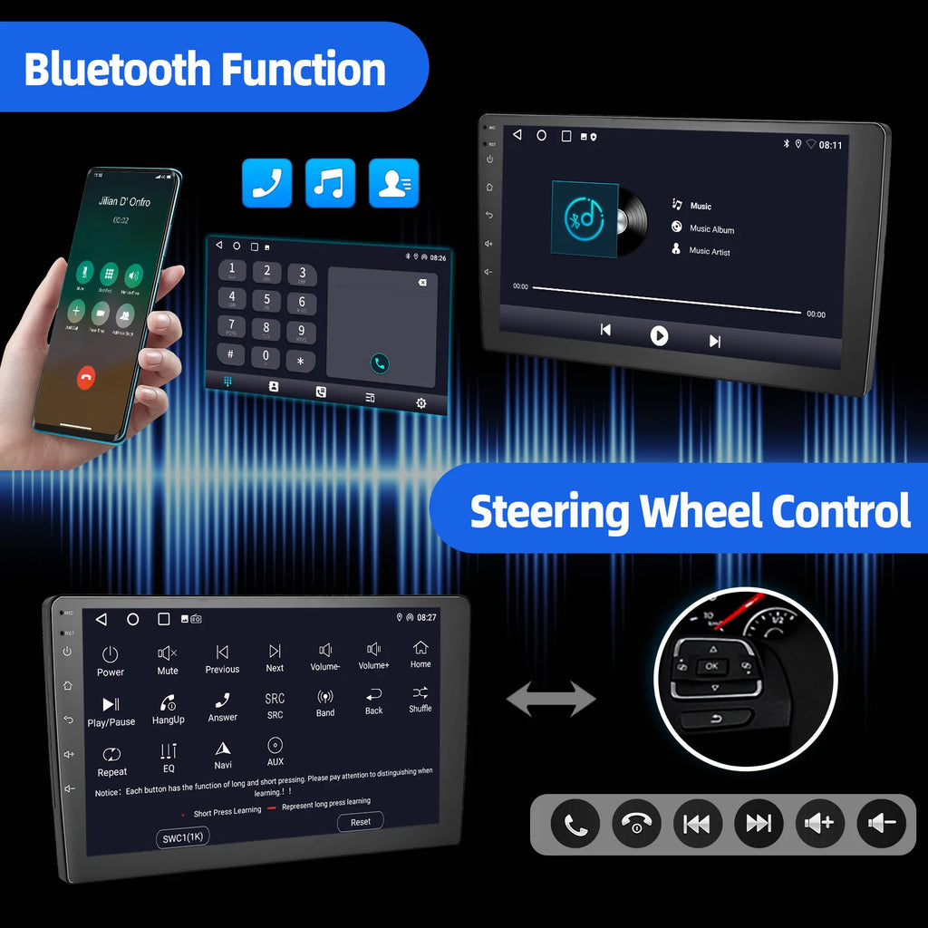 ESSGOO 9Inch 2 DIN Car Stereo Radio Wirless Carplay Android Auto Car Stereo Bluetooth 64G GPS Navigation RDS WiFi USB FM DAB+CAM
