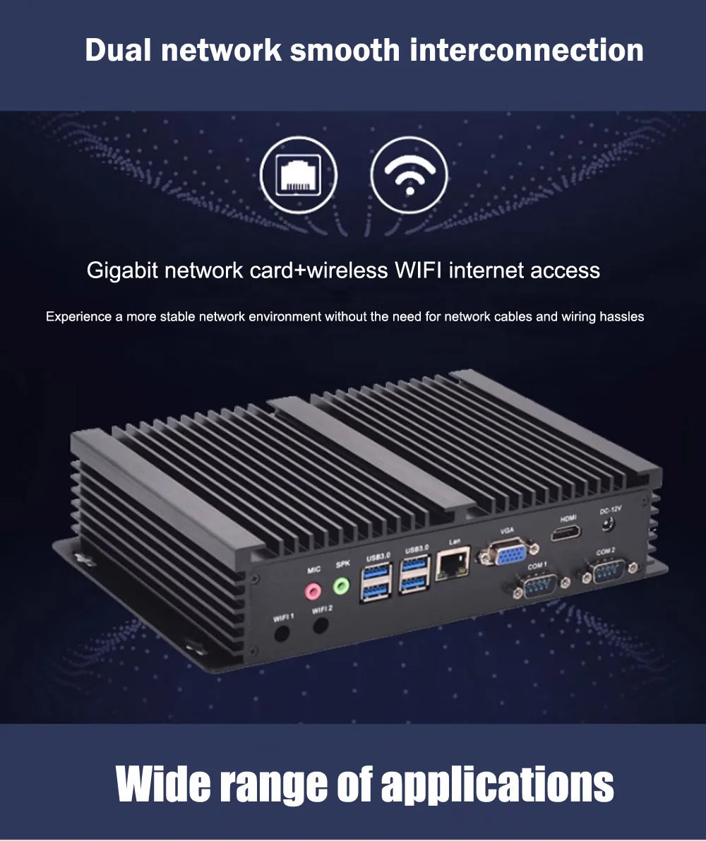Intel 13th I7 1355U 2*COM Industrial Fanless Mini PC I7 1260P/1270P HD VGA LAN 32G DDR4 1TB NVMe Office Desktop Computer Nuc