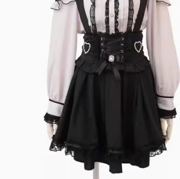 Japanese Liz Dress Sweet Girls Mine Bow Two-Way Detachable Apron Suspender Dress Women's Slim Bow Sleeveless Strap Dress Girls