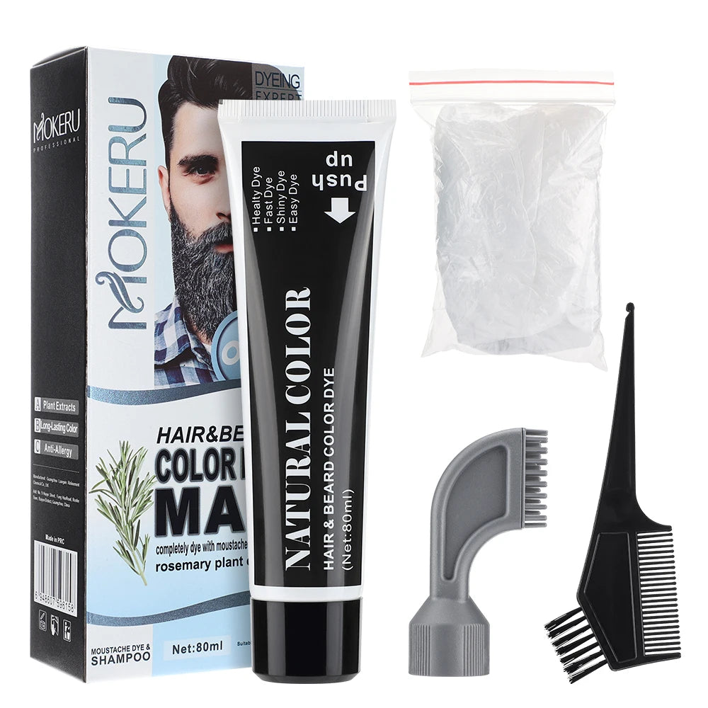 Black Beard Dye Cream With Comb Hair Beard Dye Shampoo Fast Instant Hair Dye Cream Long Lasting 3 Minutes Hair & Beard Dyeing