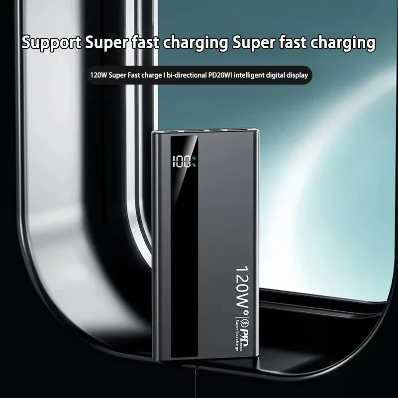 Lenovo 120W 50000mAh CCC Power Bank Super Fast Charging Ultra Capacity Portable Battery Charger LED Digital Display For IPhone