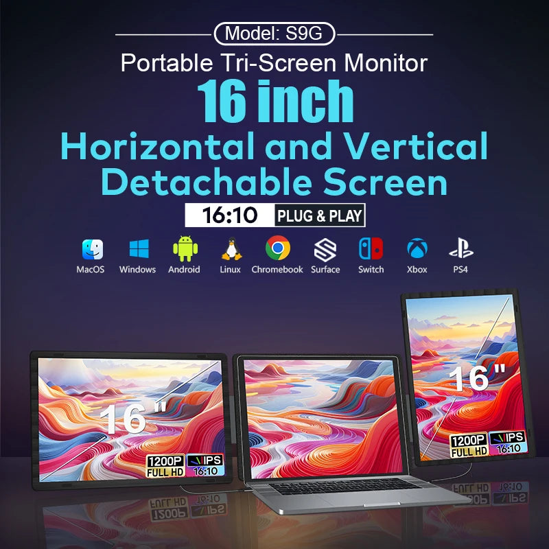 Portable  16 Inch Detachable Screen  Extender Horizontal & Vertical Laptop Screen Extender for Windows