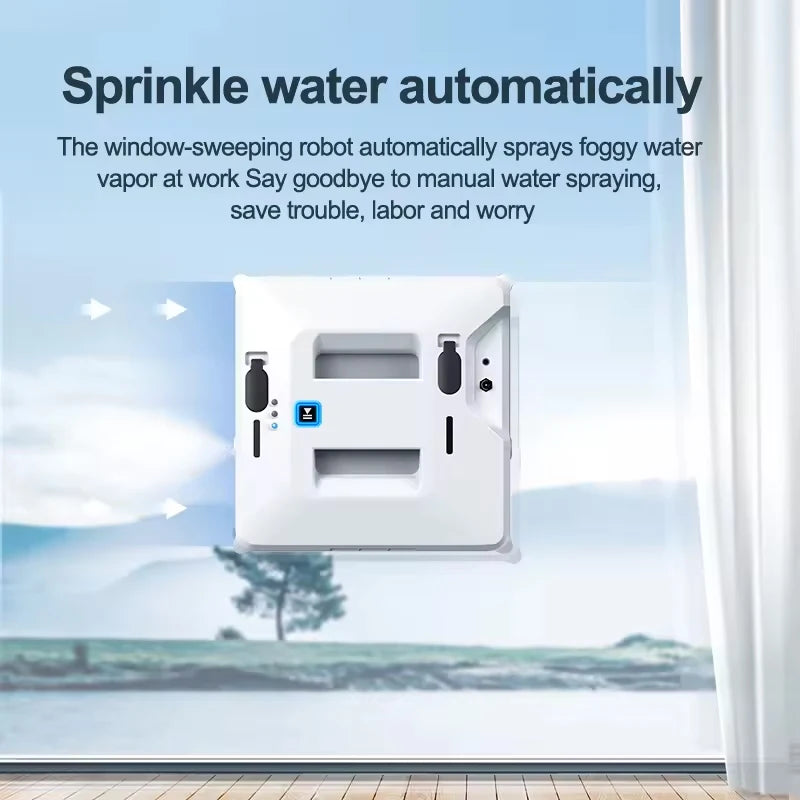 Window Cleaner Robot Dual Water Spray Remote Control Electric Glass Wall Cleaning High Vacuum Suction Window Washer Anti-falling