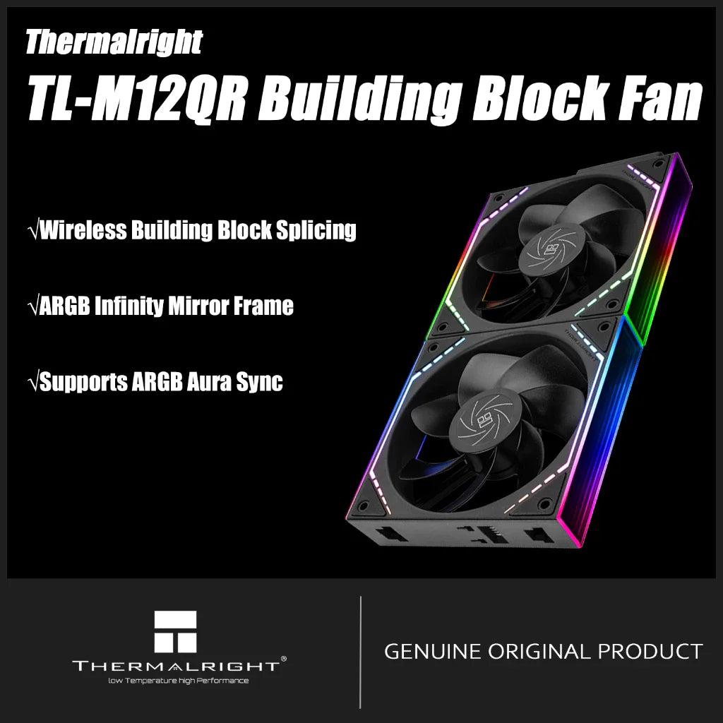 Thermalright TL-M12Q X2 120mm PC Case Cooling Fans, Daisy-Chain | 2000RPM | High Airflow | ARGB | Dual Infinity Mirrors Lighting