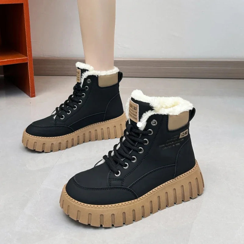 Platform Snow Boots Women 2024 New in Casual Sports Skateboard Shoes Winter Fashion Plus Fur Warm Ankle Boot Footwear Sneaker