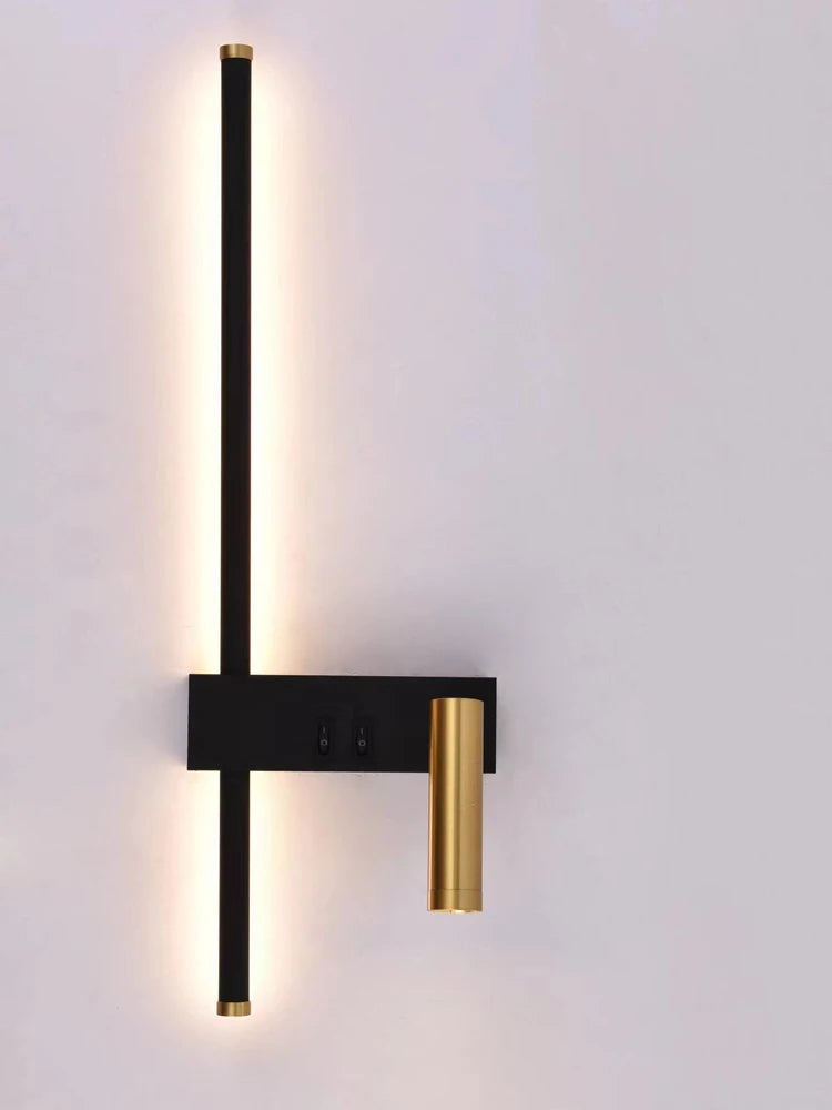 New Reading With Switch Minimalist Wall Lamps Bedroom Bedside Strip Lights Nordic 2023 Master Bedroom Line Background Wall Lamps