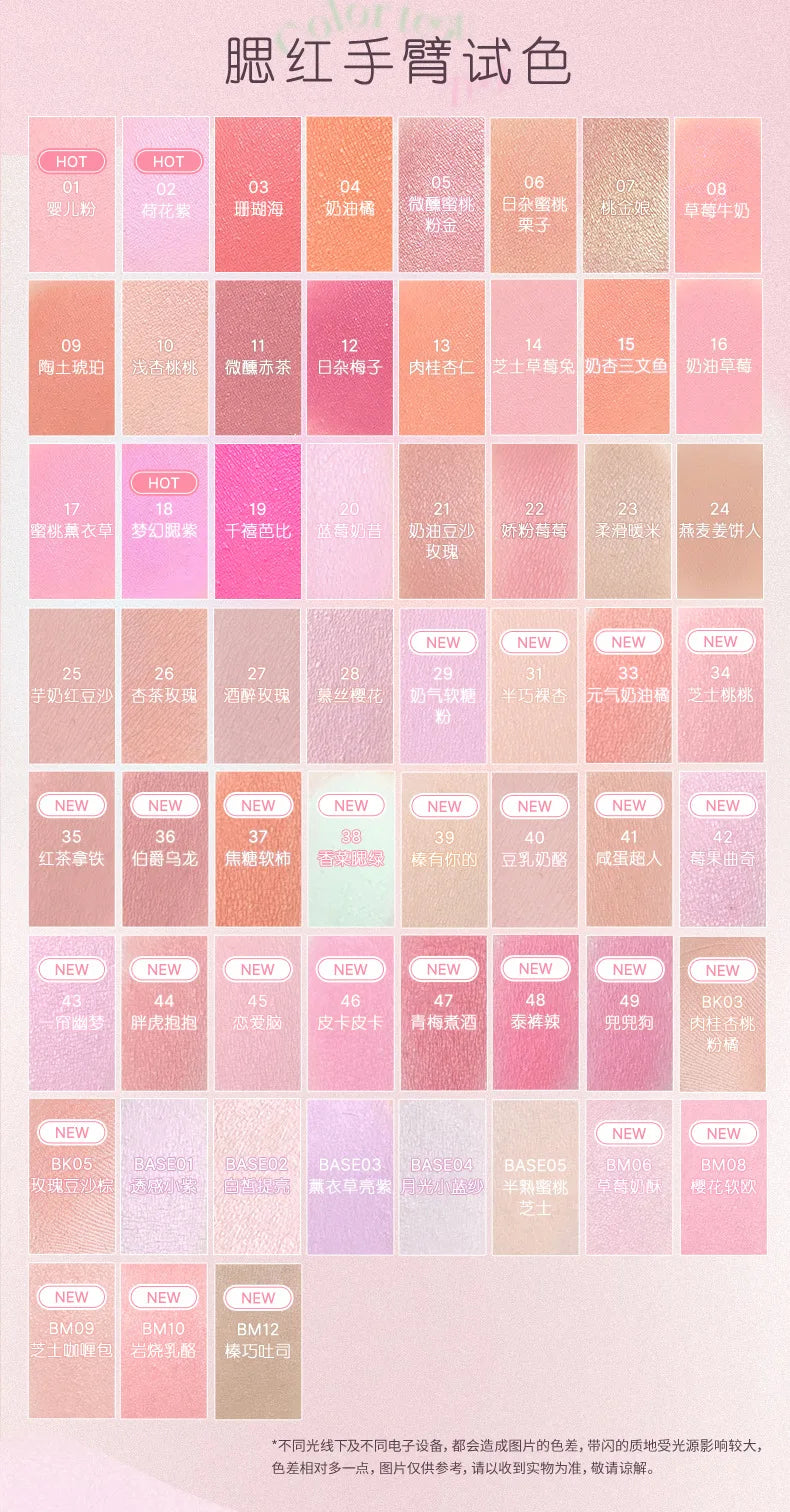 JILL LEEN Monochrome Colorful Soft Mist Blush Disc Highlight Grooming Peach Gills Purple Matte Brightening Expansion Color