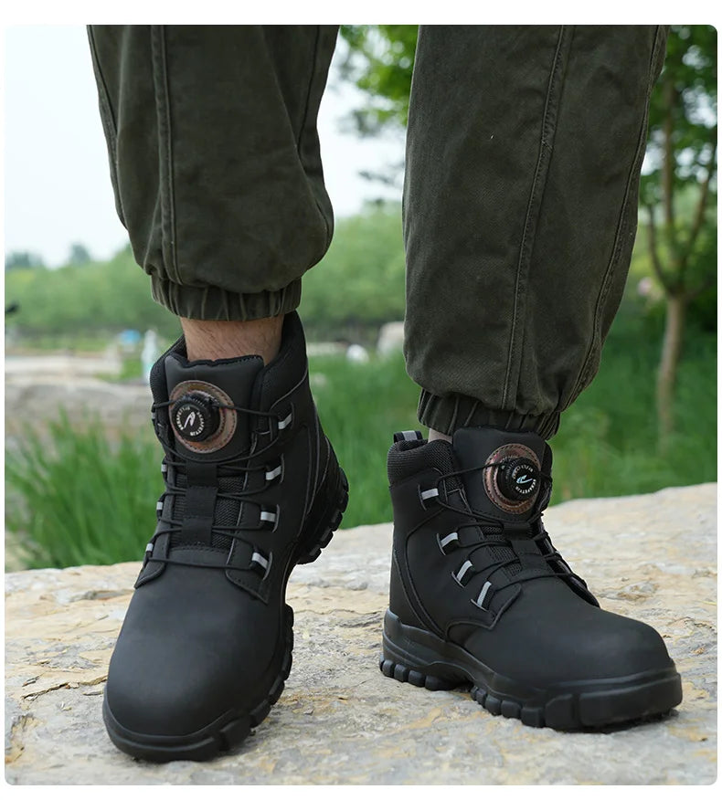 Size 47 48 Winter Work Safety Boots Men Steel Toe Work Shoes Rotating Button Waterproof Protective Men Safety Shoes Footwear