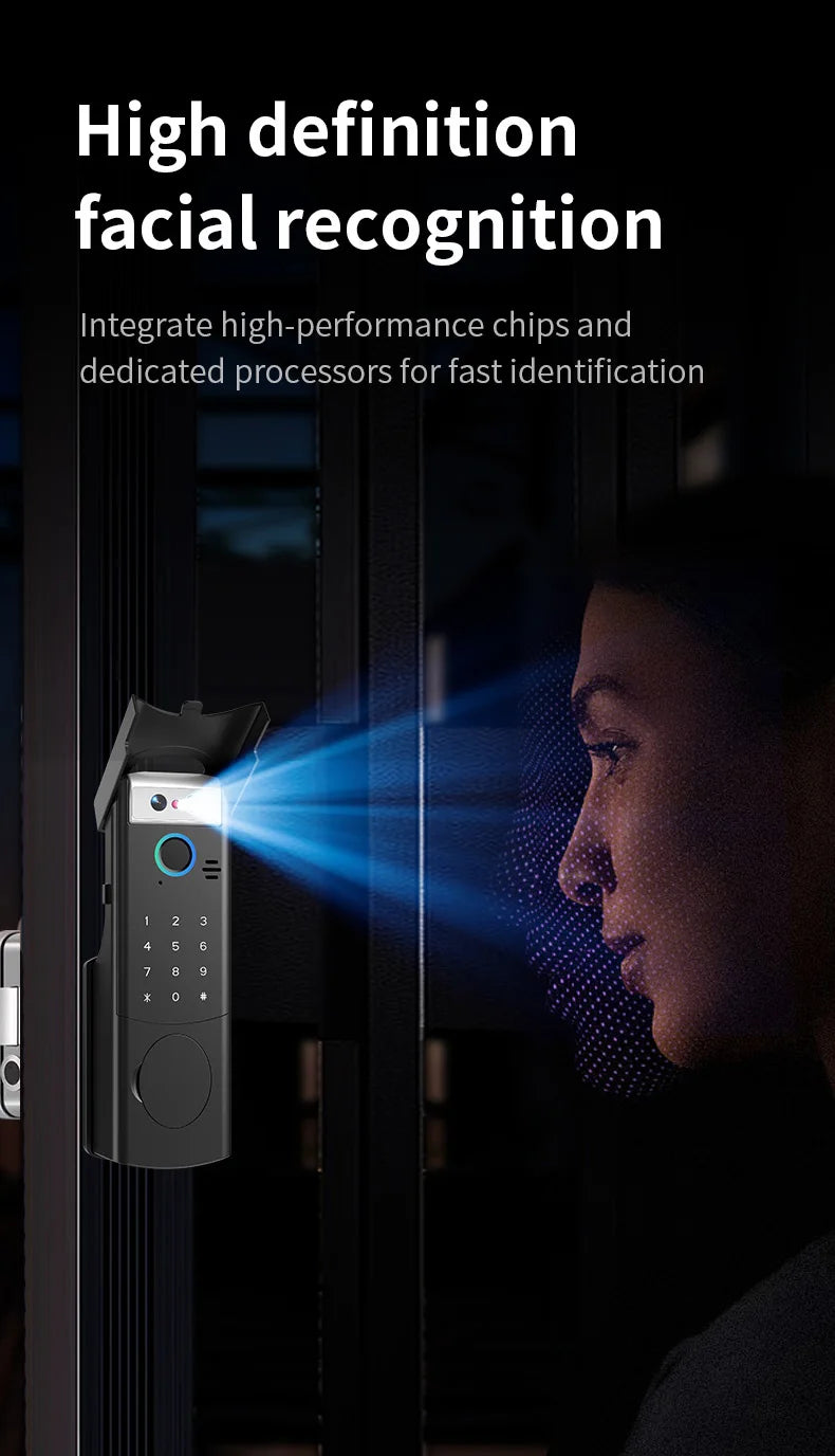 Tuya Wifi Video Intercom Doorbell Waterproof Double-sided Fingerprint Rim Lock Remote App Electronic Face Recognition Smart Lock