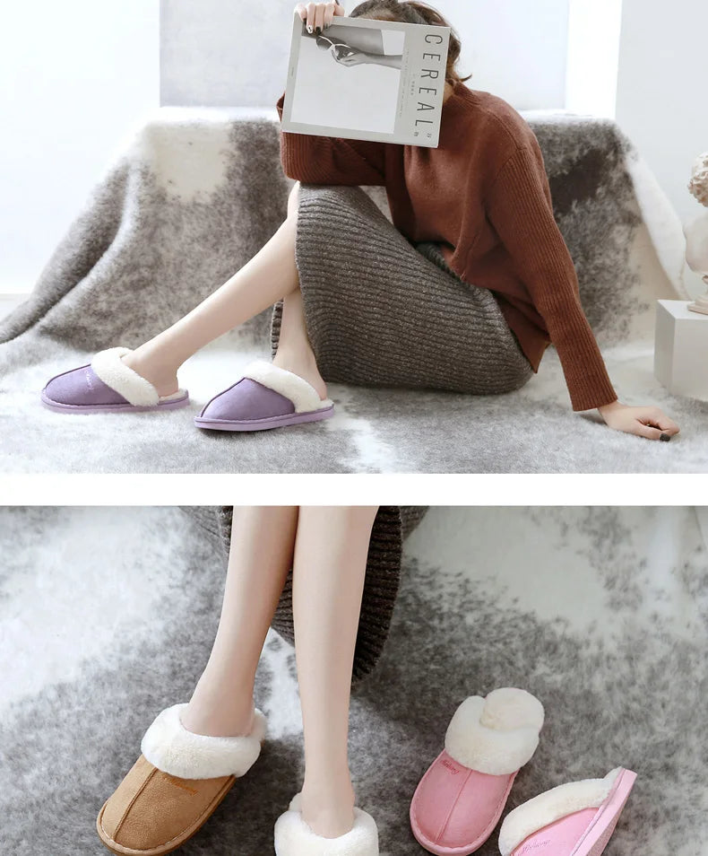 Big Size 47 Men Winter Slippers Furry Warm Home Shoes Men Couples House Floor Slides Slip On Footwear Comfortable Soft Bedroom S