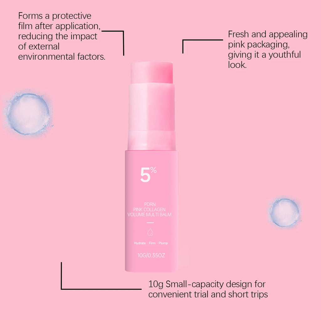 PDRN Pink Collagen Volume Multi Balm Stick – Hydrating Multi Care Stick for Face, Eye & Lip, Fine Line & Wrinkle Care K-Beauty