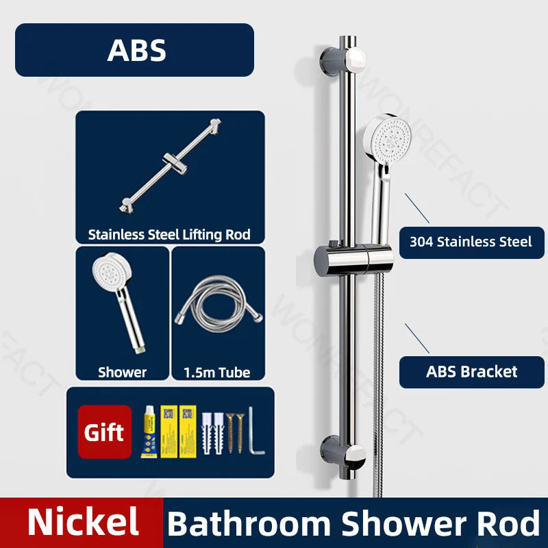 Bathroom Shower Seat Holder Rod Rail Wall Mounted Shower Slide Bar Adjustable Handheld Shower Bracket 304 Stainless Steel