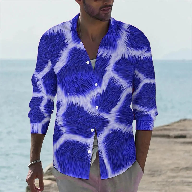 Men's shirt giraffe printed animal shirt autumn casual shirt men's cool shirt long sleeved pattern fun top size XS-6XL