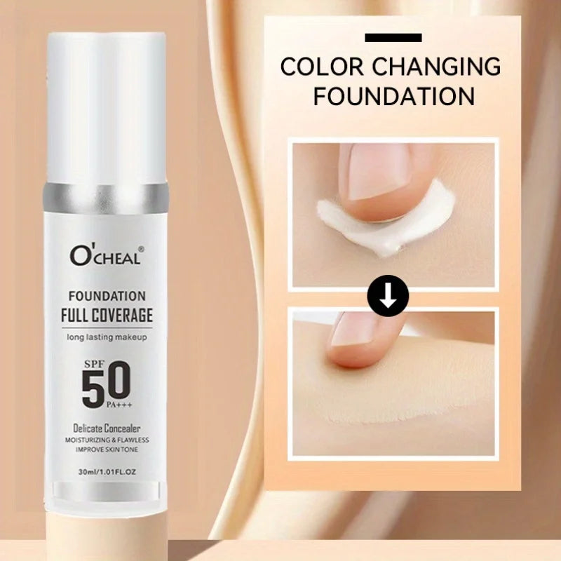 Magic Temperature Changing Liquid Foundation, Natural Foundation, Light Makeup. Long Lasting, Hard to Take Off Makeup