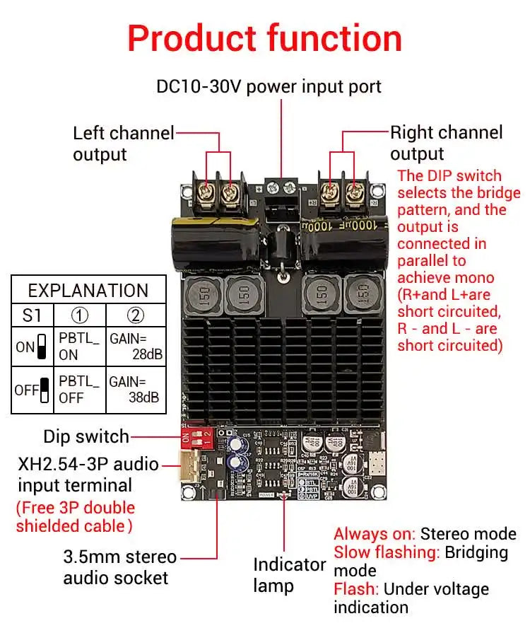 2*100W TPA3221 Stereo Digital Class D Amplifier Board High Power PBTL Mono 200W Audio AMP
