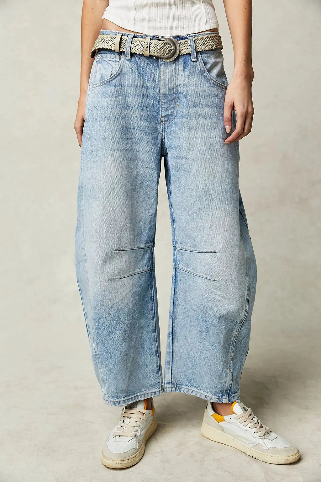 Cotton Denim Long Jeans for Women Trousers Casual High Waisted Jeans Cropped Pants Spring Summer Boho Beach Ladies Baggy Jeans