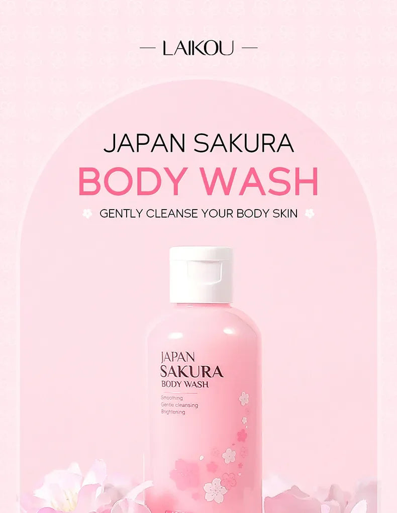 LAIKOU Japan Sakura Body Wash Long Lasting Fragrance Gentle Foaming Moisturizing Smooth Skin Shower Gel 100ml