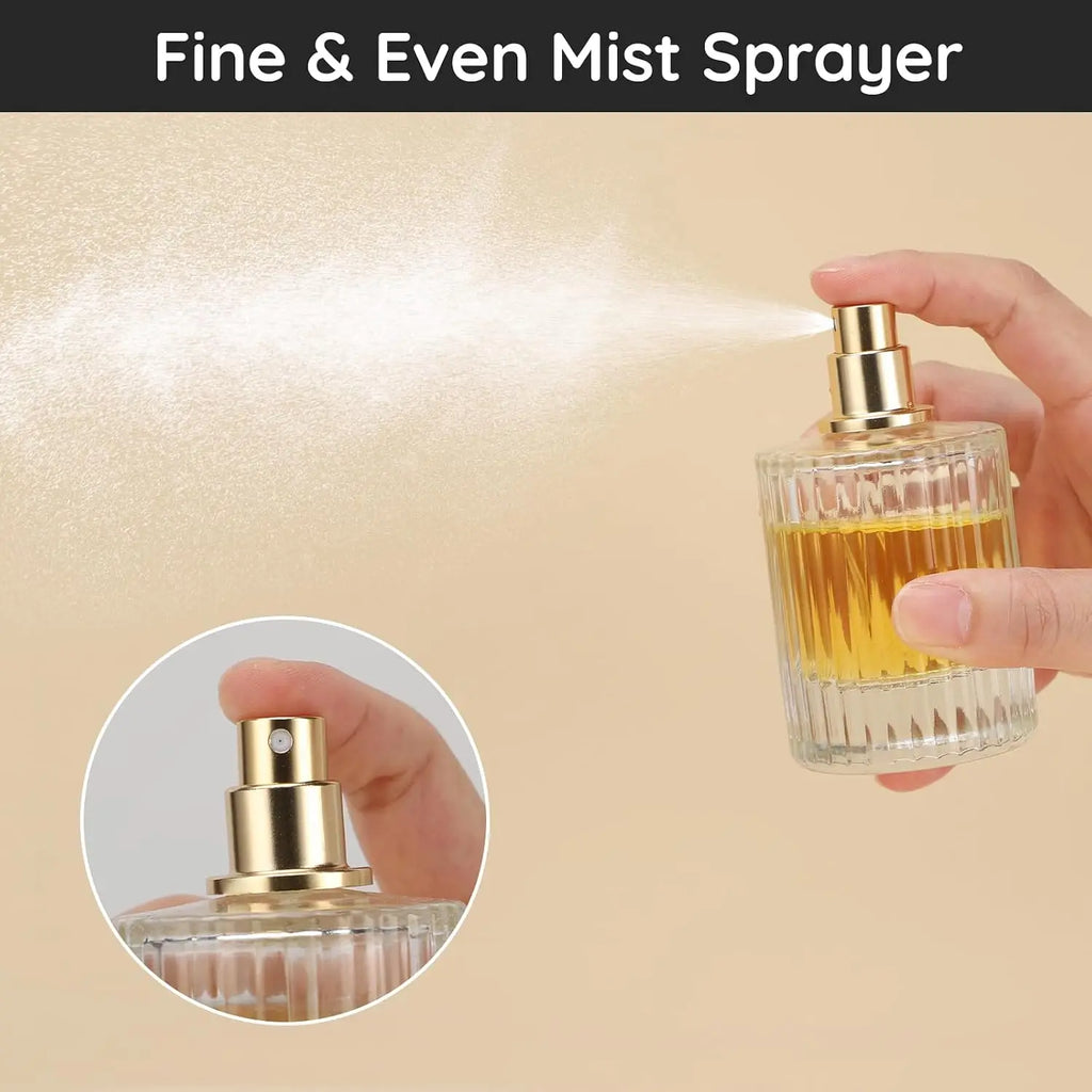 30/50/100ML Travel Spray Bottle Refillable Round Glass Perfume Spray Bottles Empty Atomizer Vintage Cologne Sample Toiletries