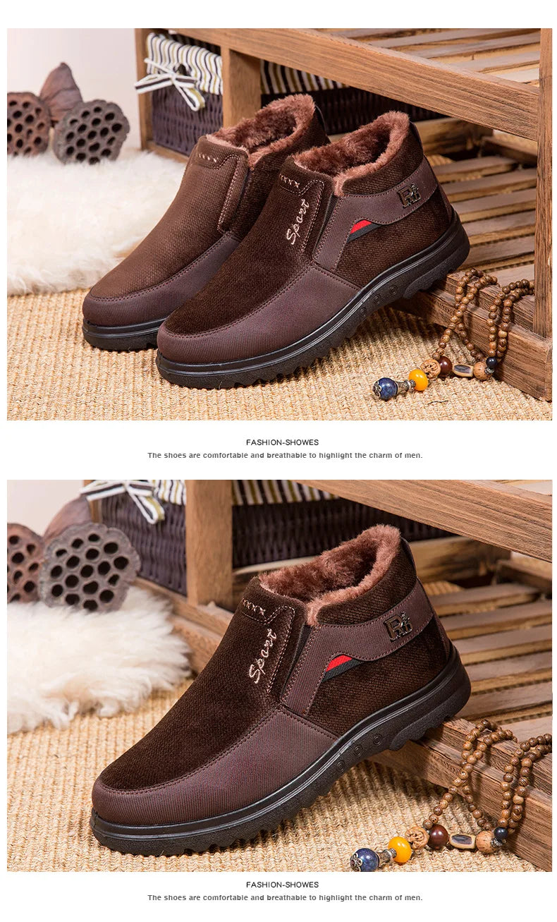 Winter Men Boots Waterproof Snow Boots Warm Fur Casual Men Shoes Antislip Ankel Boots Plush Cotton Shoes 2024