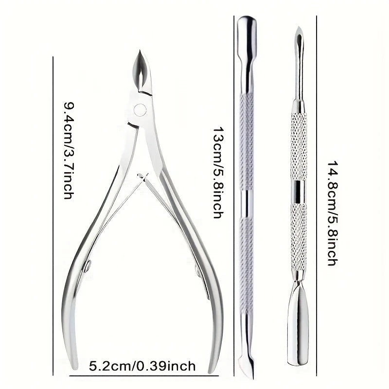 7Nail care tool set: polishing strips, nail file, polishing bar, stainless steel cuticle scissors, cuticle pusher, manicure and