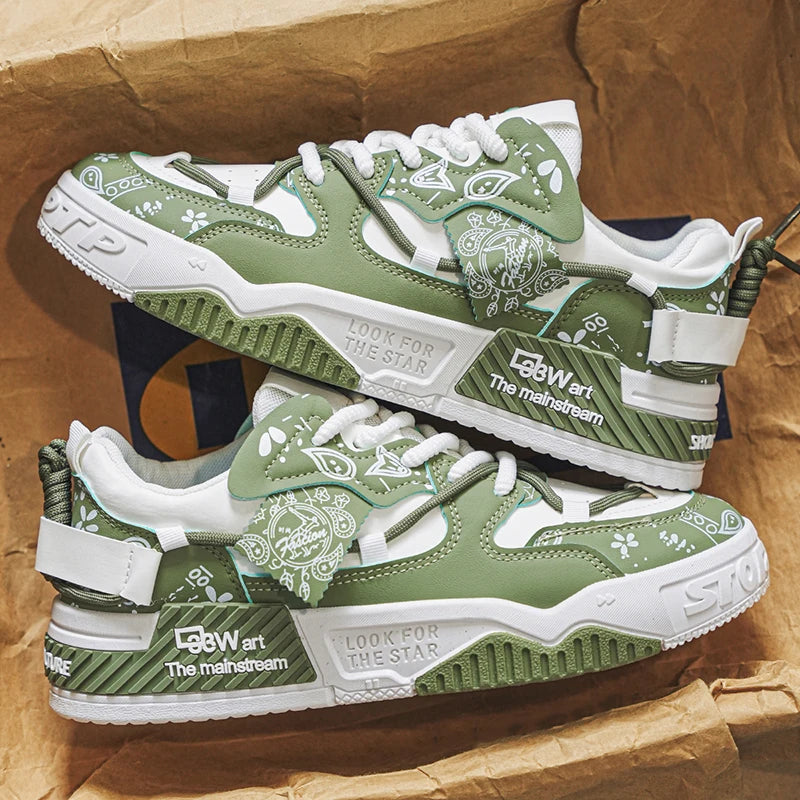 Sports casual shoes, graffiti board shoes, men's casual shoes, all-season shoes, suitable for outdoor hiking, leisure,