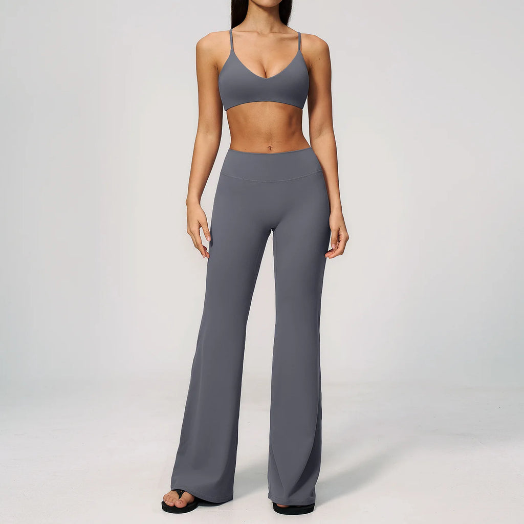 2PCS Yoga Suit Women's Tracksuits Gym Clothes Running Workout Outfits Sports Bra Middle Pants Athletic Wear Female Yoga Clothing