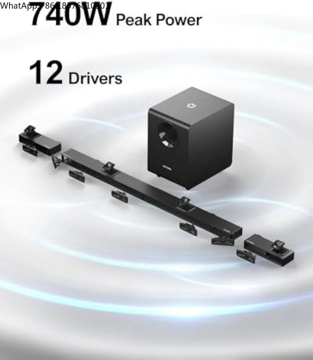 ULTIMEA 7.1.4 Dolby Atmos Soundbar System | 740W Power, 8" Wireless Subwoofer, 360° Spatial Audio for TV.