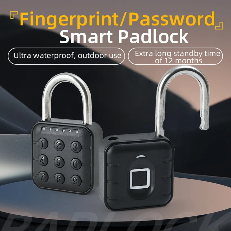 EGFirtor Tuya Smart Home Biometric Digital Padlock IP67 Waterproof Smart Door Lock Cabinet Lock Gym Wardrobe Door Password Lock