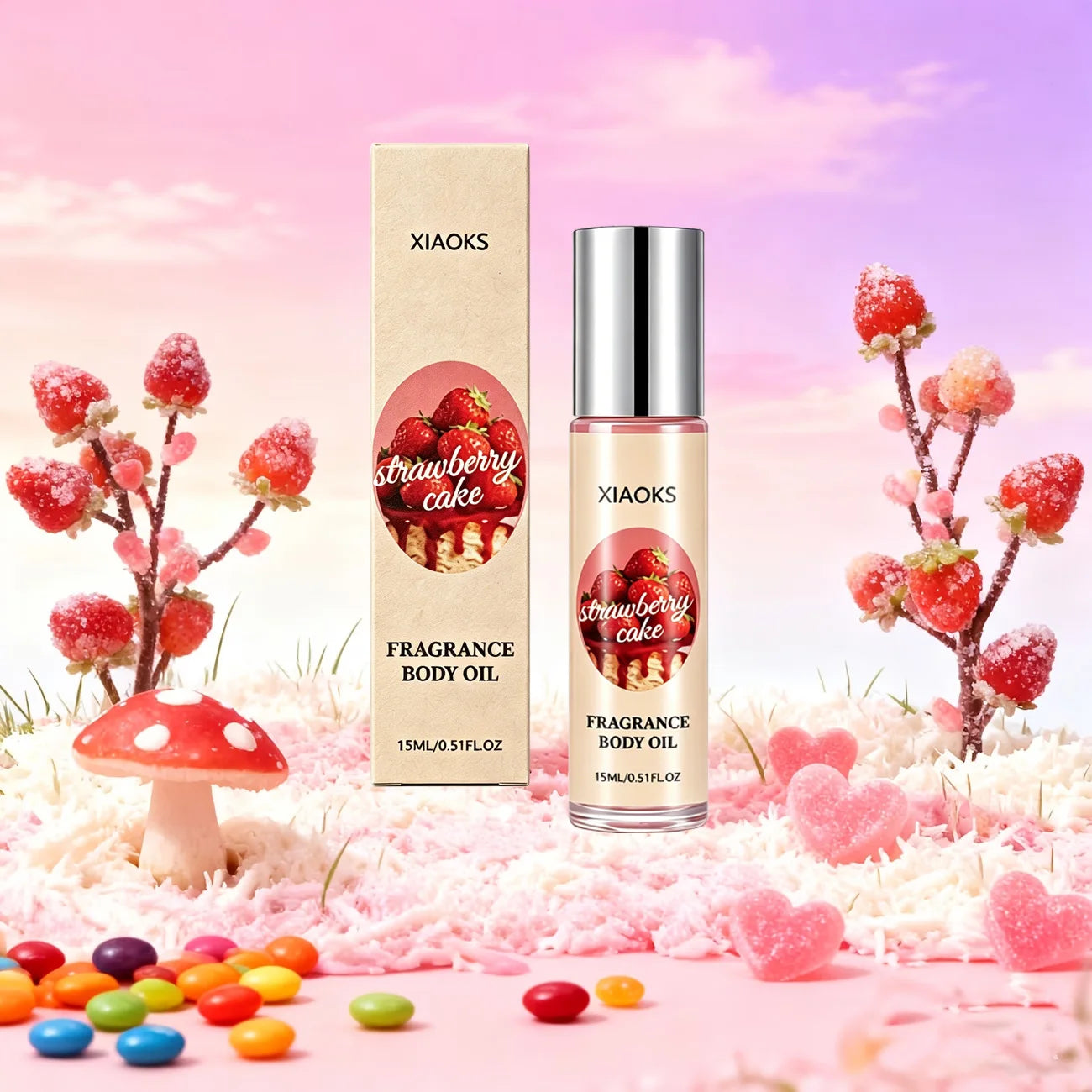 10ml Strawberry Cake Scented Perfume Spray for Women - Elegant Women's Perfume with Rose Scent, Roll-On Fragrance, Gourmet Oriental Notes, Featuring Strawberry, Coconut, Candy, Vanilla, Caramel, and Cream Scents, Long-Lasting
