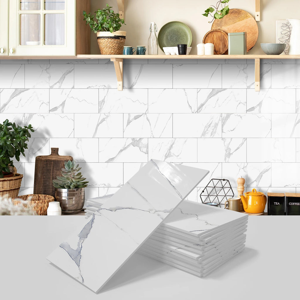 Marble Pattern Wall Sticker, 16/32/64pcs Peel & StickWall Decal, Waterproof Decorative Sticker For Home