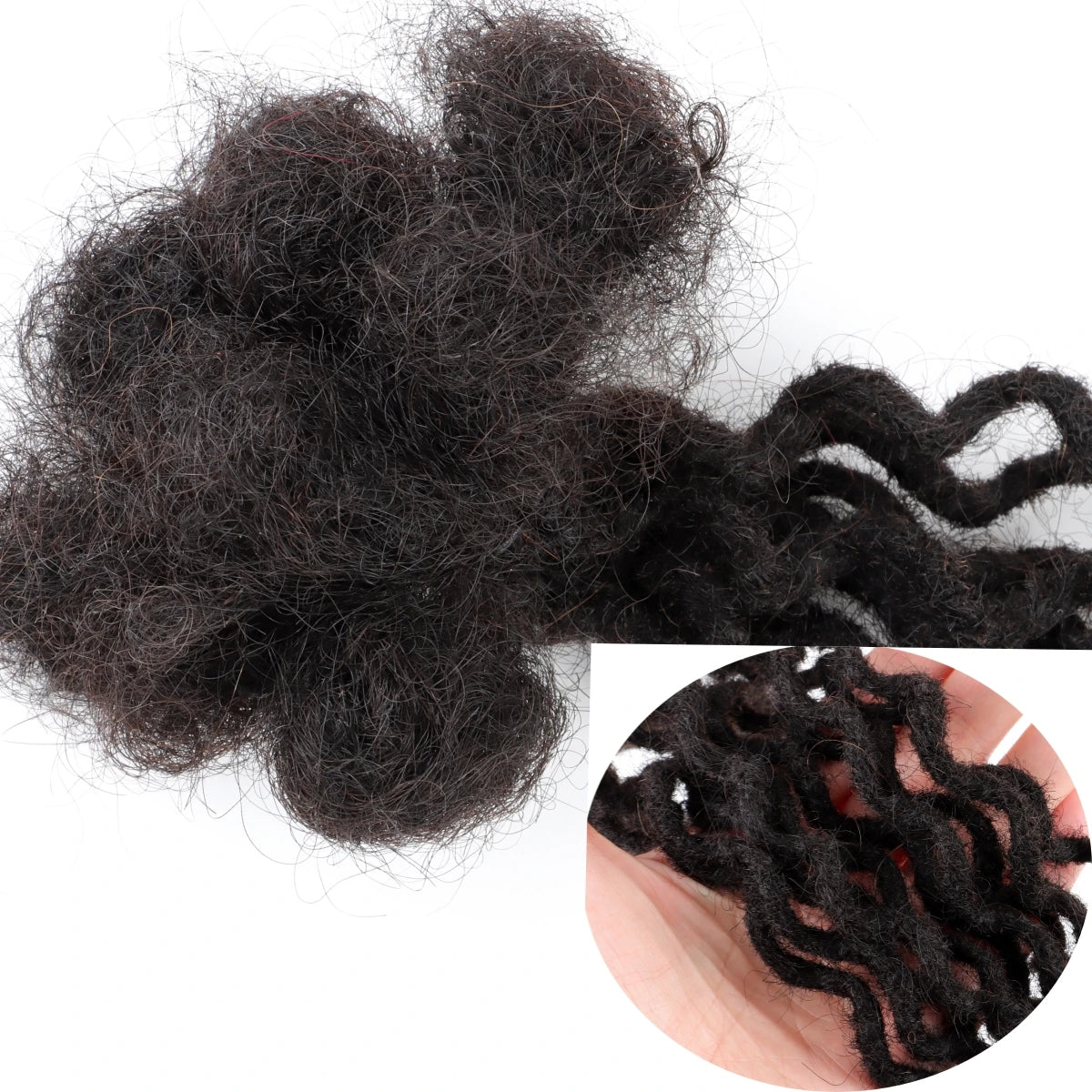 0.4cm Curly Wave Human Hair Loc Extensions 100% Real Human Hair Dreadlocks Extensions for Man/Women Handmade Locks Extensions