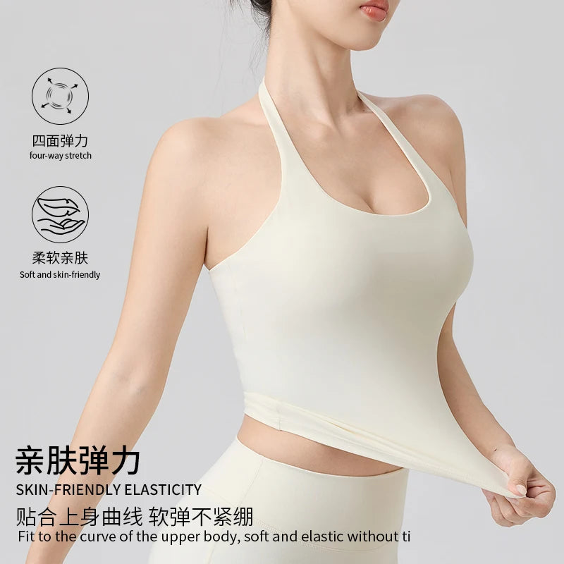 Halter Yoga Vest, Shockproof Running Sports, High-Strength Sports Underwear, Fitness, Pilates Suspender, Beautiful Back