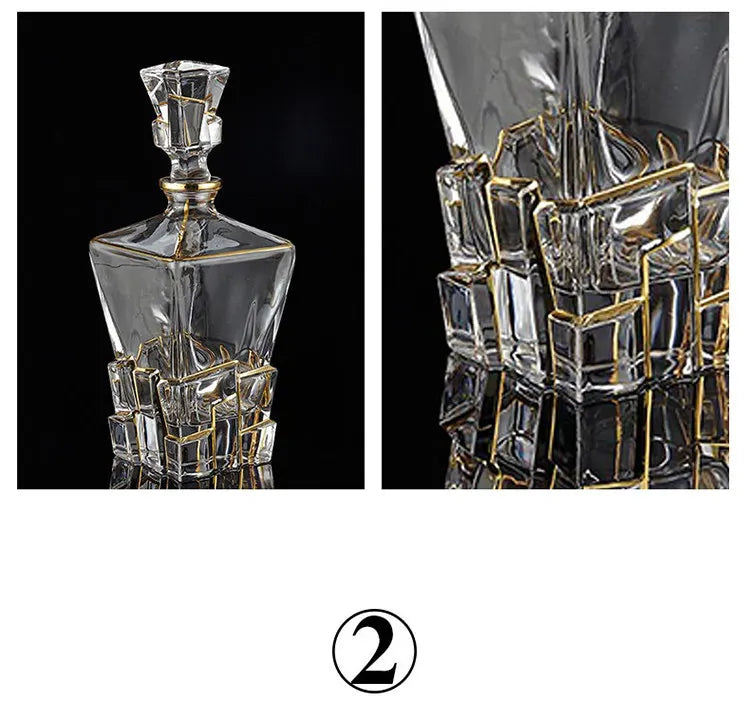 DSA crystal glass wine bottle gold-painted creative household whiskey bottle with lid white red wine decanter