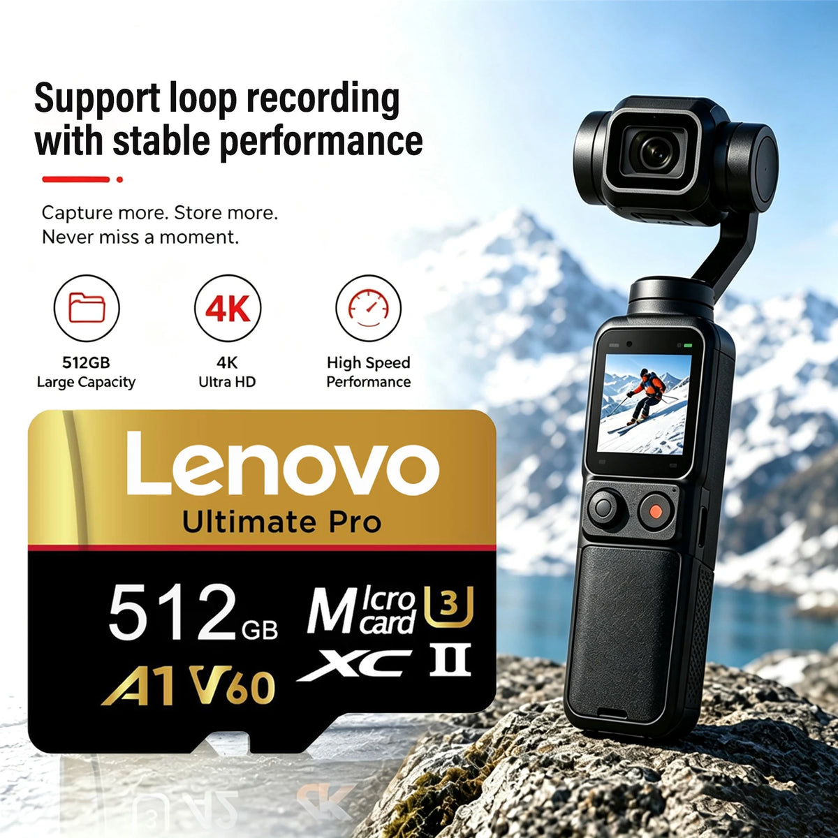 Lenovo Original Class 10 UHS-II Micro SD Card 1TB High Speed A1 V60 Stable Performance TF Flash Cards for Phone Camera Drone