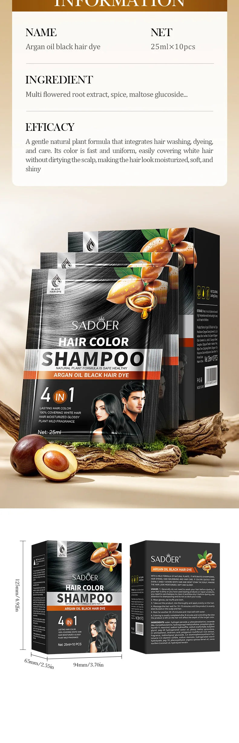 Gray White Hair Treatment Shampoo White To Black Anti Gray Hair Beard Dye Anti Loss Repair Nourish Hair Care Products Men Women