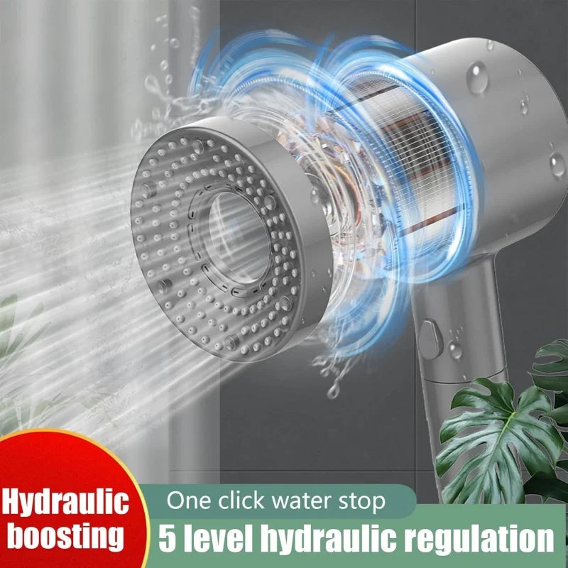 5 Mode Adjustable Shower Head Rainfall Shower Large Flow Showerhead High Pressure Water Saving Shower Mixer Bathroom Accessories
