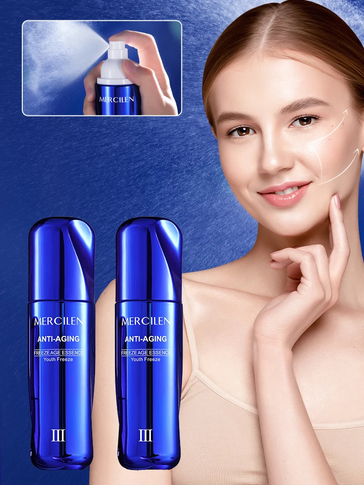 Mercilen Youth Freeze Essence 100ml, Contains Niacinamide, Hyaluronic Acid, Collagen, and Plant Squalane to Moisturize and Brighten Facial Skin, Making It Look Younger, Suitable for All Skin Types