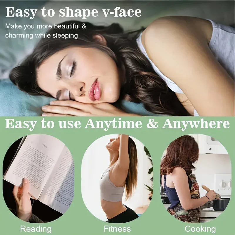 Overnight Face Lift Band with Graphene Fiber - Double Chin Reducer & Jawline Definer, Washable Reusable Beauty Strap 5 Sizes