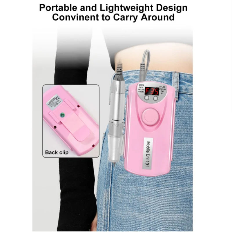 Electric Nail Drill Machine Professional Nail Drills For Gel Nail Polish Rechargeable Portable Nail File, Manicure Tool 35000RPM