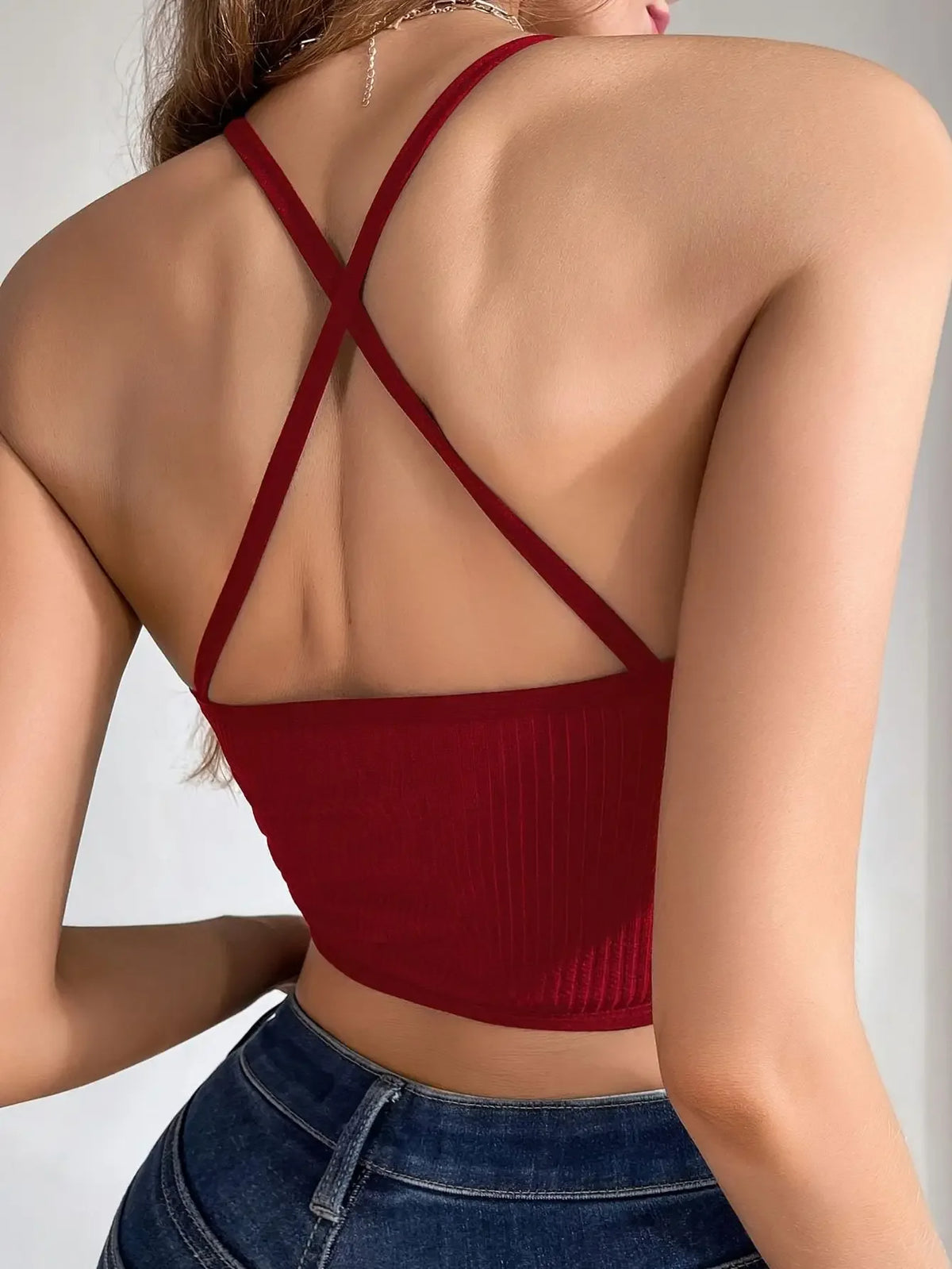 1pc Sexy Mesh Camisole Crop Top Corset Ribbed Backless Underwear Hot Fashion Women Casual BrassiereTank Top Bralette Lingerie