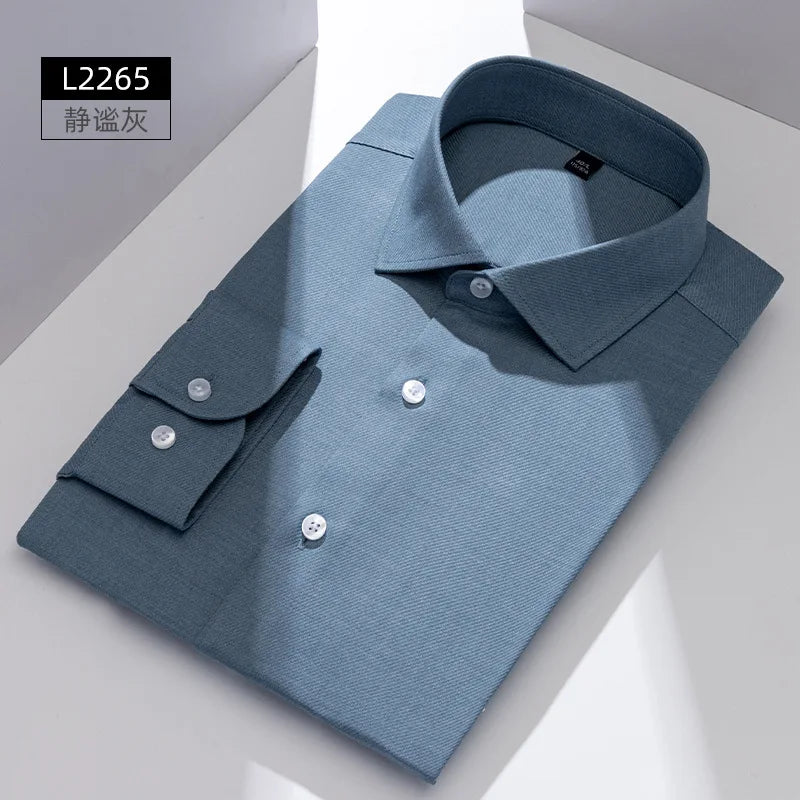 Windsor Collar French Shirt Men's Wrinkle-free Long-sleeved Twill Business Light Luxury Men's Casual Workwear Shirt for Men