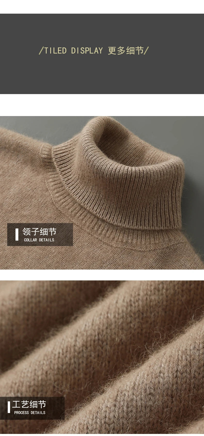 2024 Autumn Winter New Men's Casual High Collar Mink Cashmere Sweater Versatile Loose Pullover Knitted Sweater Warm Base Sweater