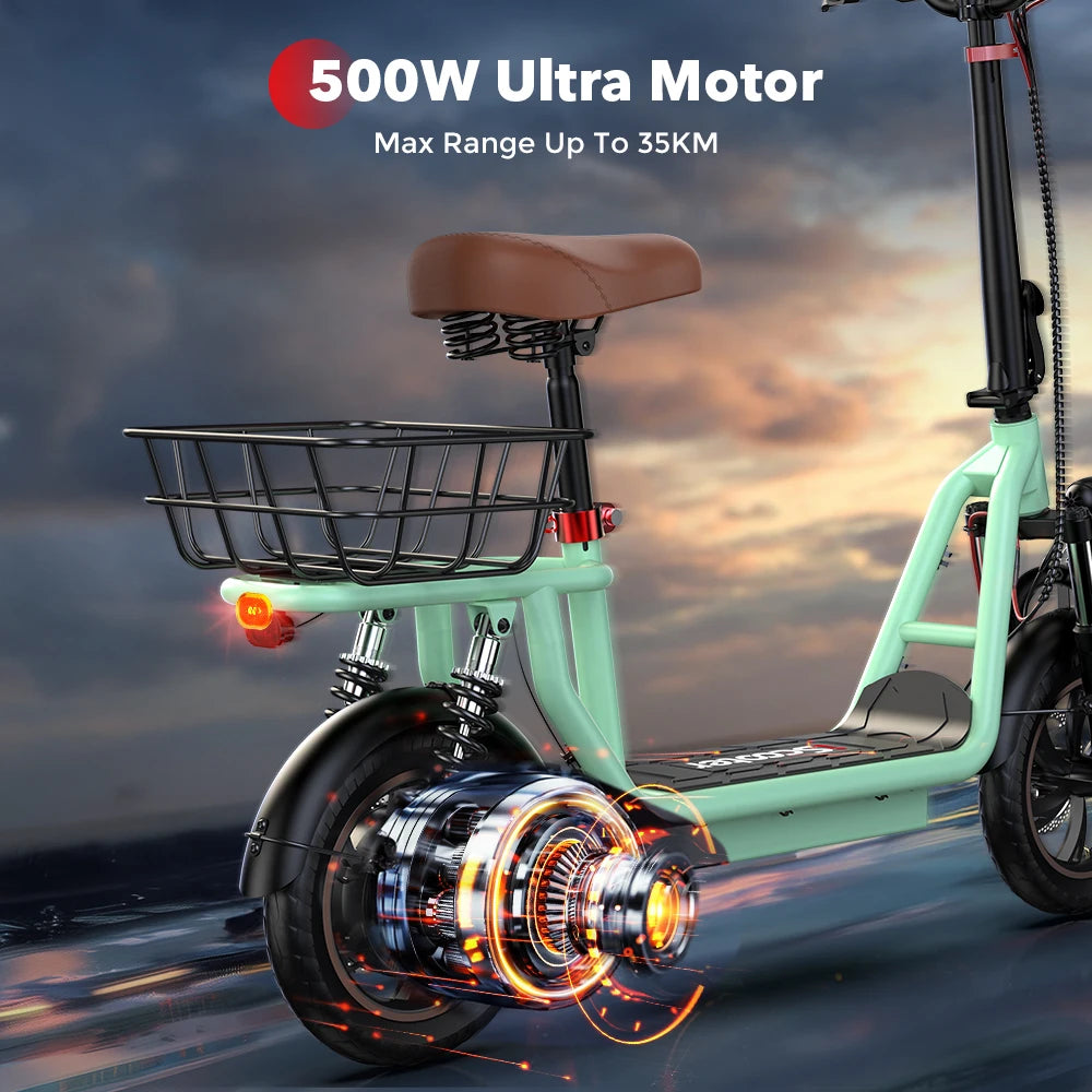 ISCOOTER I12 Adult Electric Scooter 500W Motor 36V7.5AH Battery Electric Scooter 12 Inch Urban Commuting Electric Scooter
