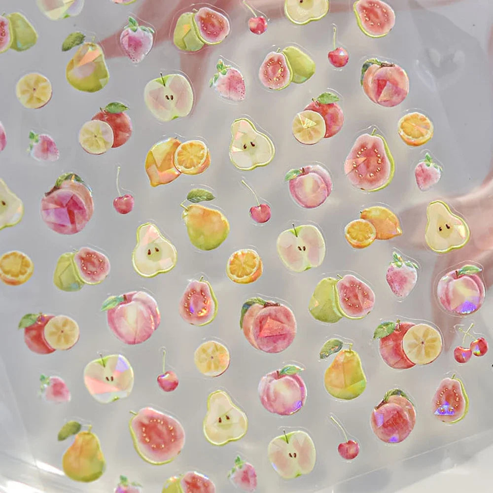 Sweet Summer Delicious Watermelon Ice Cream 5D Nail Art Sticker Elegant Bowknot Cool Ice Square Jelly Nail Decals for Manicure