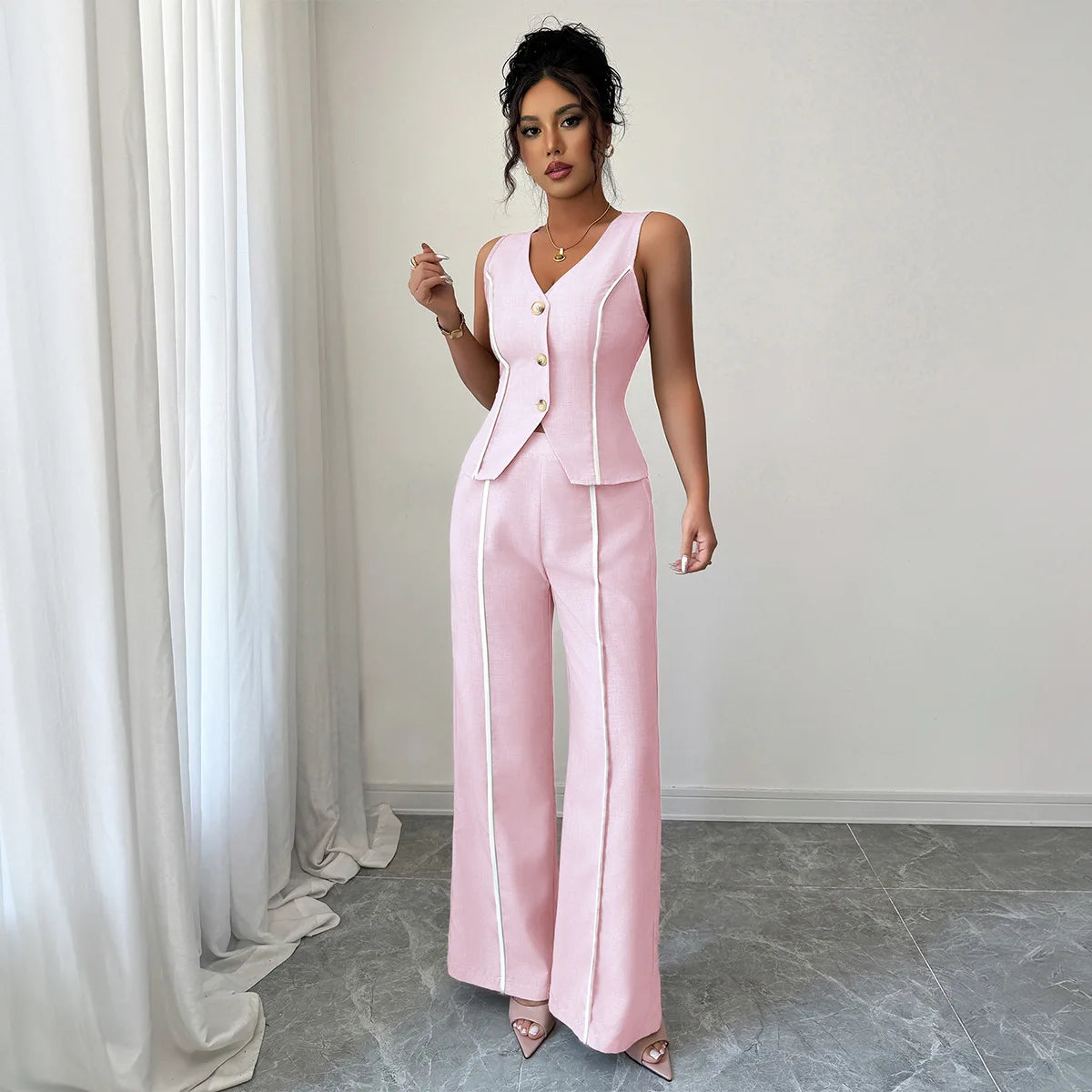 Women's 2026 Spring/summer Casual Chic Urban Hot Girl Color-block Sleeveless Blazer Set Wedding Dress Femme Clothes Lace Beach