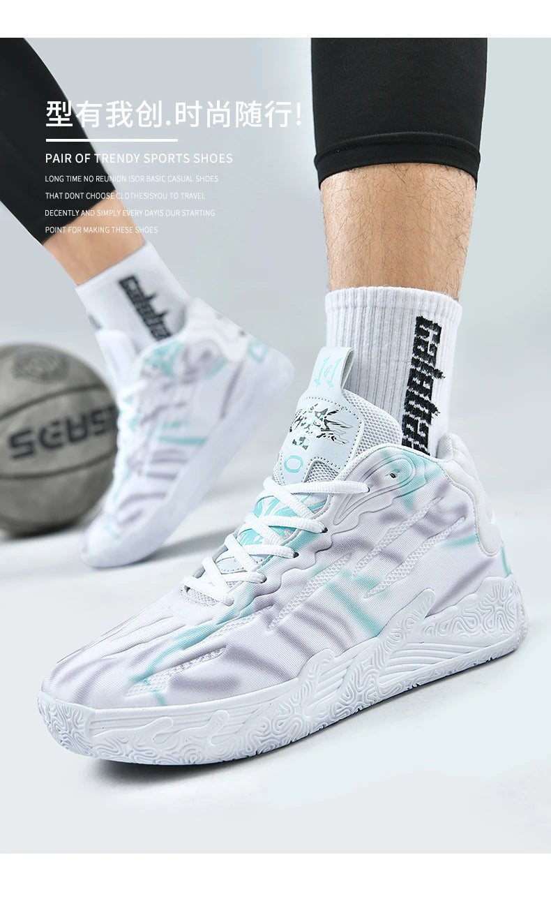 Men Basketball Shoes Field Training High-top Comfortable Non-slip Sports Footwear Luxury Lace-up Flat Sneaker for Men Traf Homme