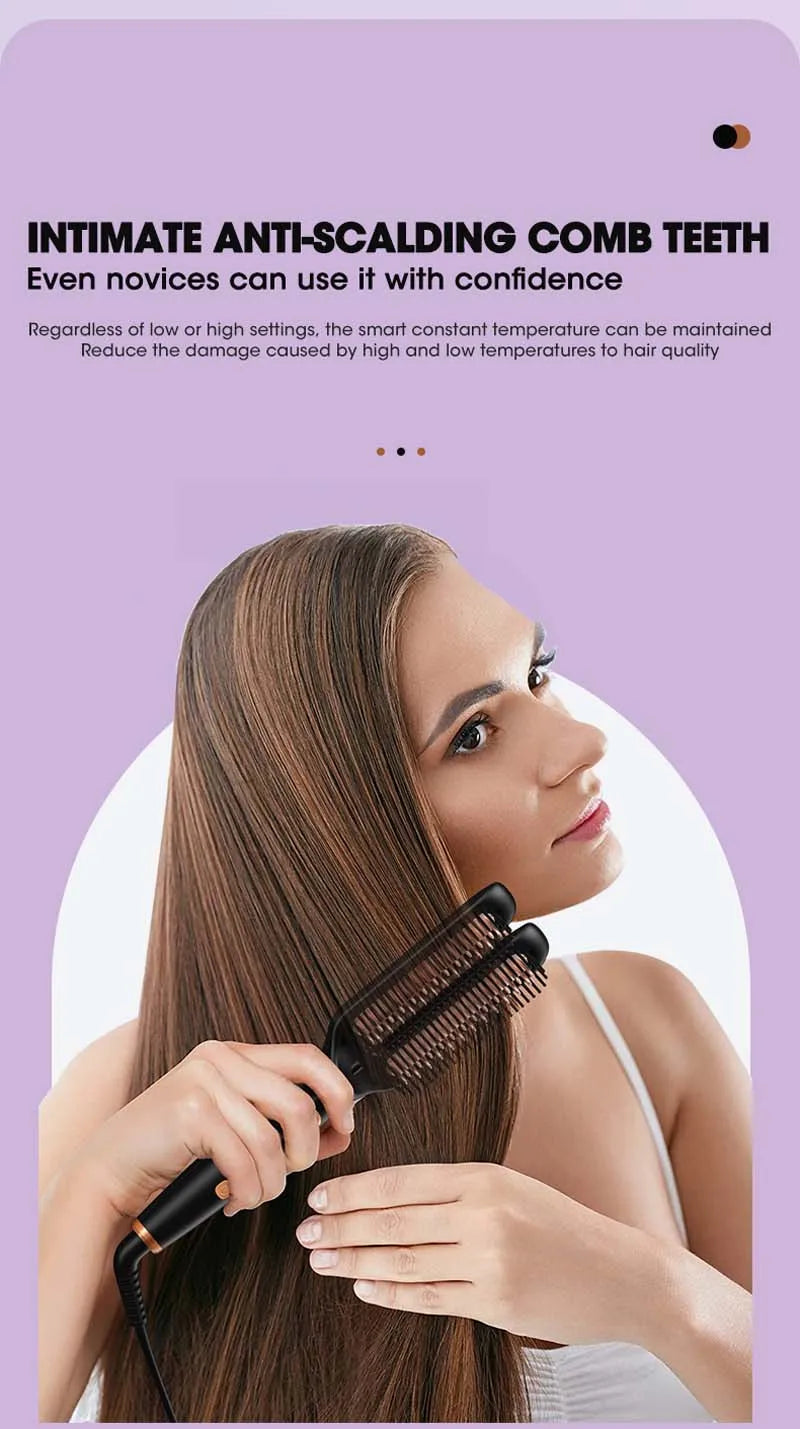 Straightening Brush One-Step Heated Straightener Lcd Digital Hot Comb For Smooth Anti Frizz Hair Electric Brush Straightener