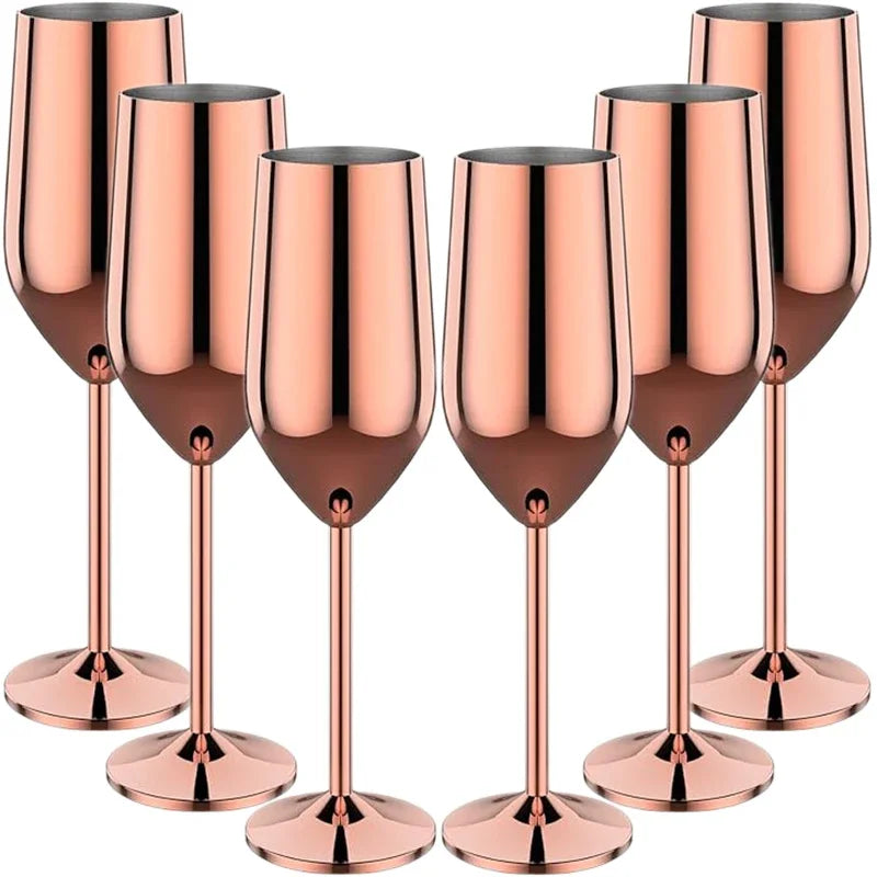 6Pcs Stainless Steel Unbreakable Metal Wine Glasses 220ml/250ml Cocktail Cups for Bar Drinking Glasses