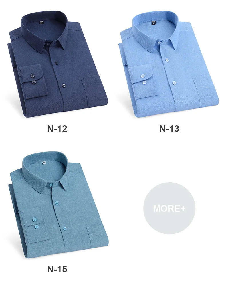 New in shirt over size long-sleeve shirts for men slim fit formal plain shirt soft comfortable striped plaid office full clothes
