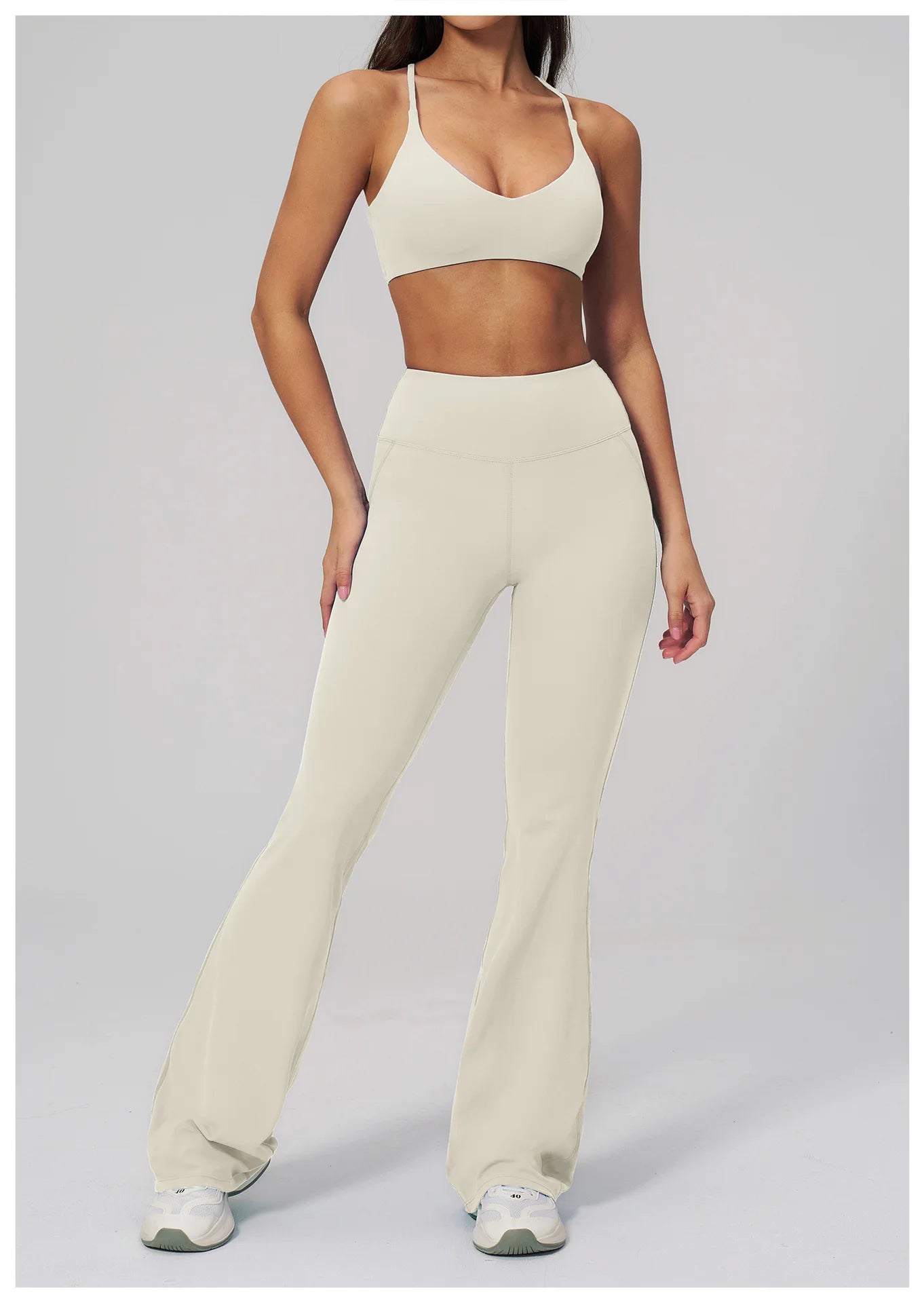Women's Tracksuits 2PCS Flared Pants Yoga Set Gym Fitness Outfits Female Shockproof Sports Bra Yoga Workout Clothes Sports Sets
